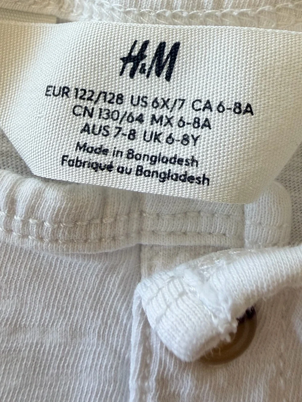 3/$15 H&M White 100% Cotton Henley Pocket Tee Size 6X/7 Summer Casual Shirt